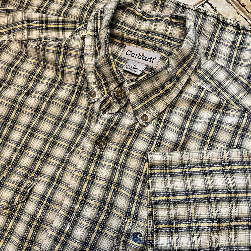 Carhartt Mens Size Large 100% Cotton Short Sleeve‎ Button Down